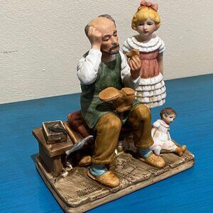 Vintage THE COBBLER NORMAN ROCKWELL MUSEUM FIGURINE Girl Dog  Exc Condition